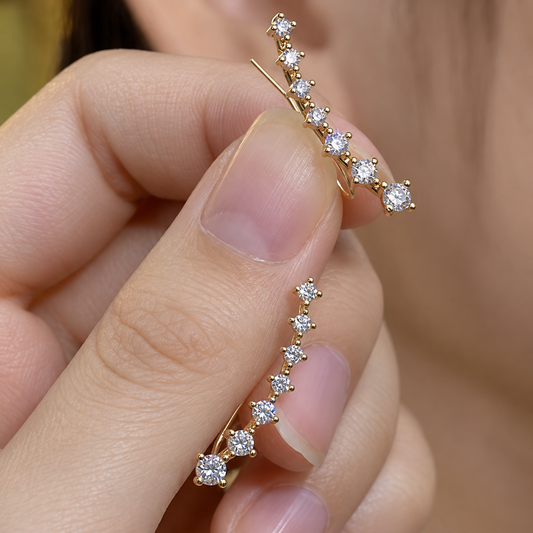 Women’s Chic Copper Ear Cuff Earrings with Sparkling Zircon Detail