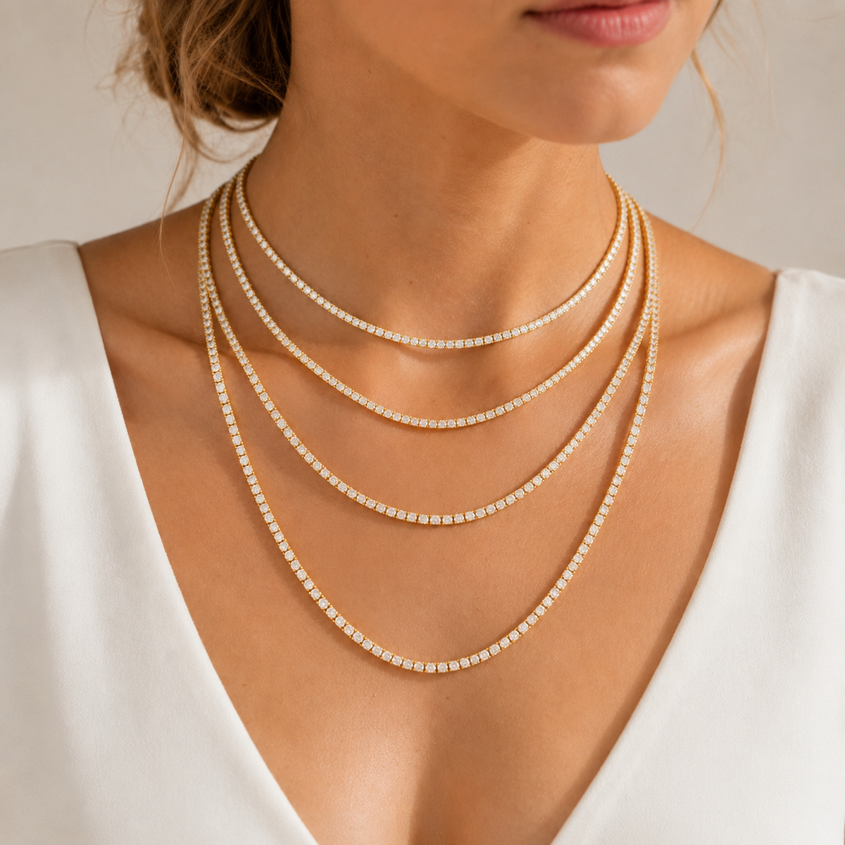 Crystal Tennis Necklace – Gold & Silver