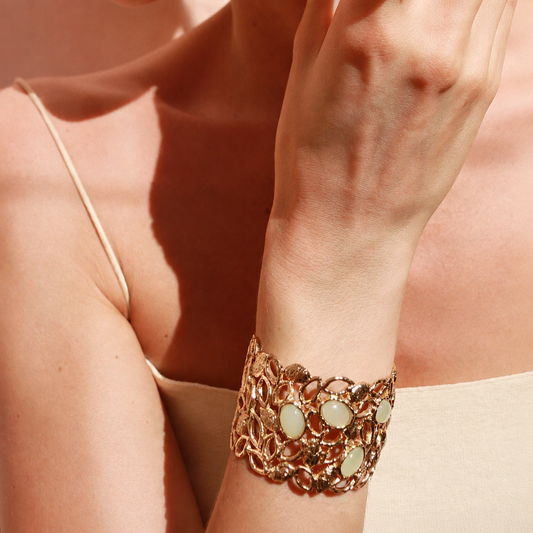 Sicilian Gold Stone-Accented Open Cuff Bracelet