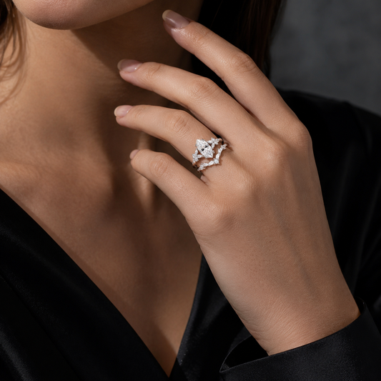 Women’s 925 Sterling Silver Marquise Moissanite Stackable Ring Set