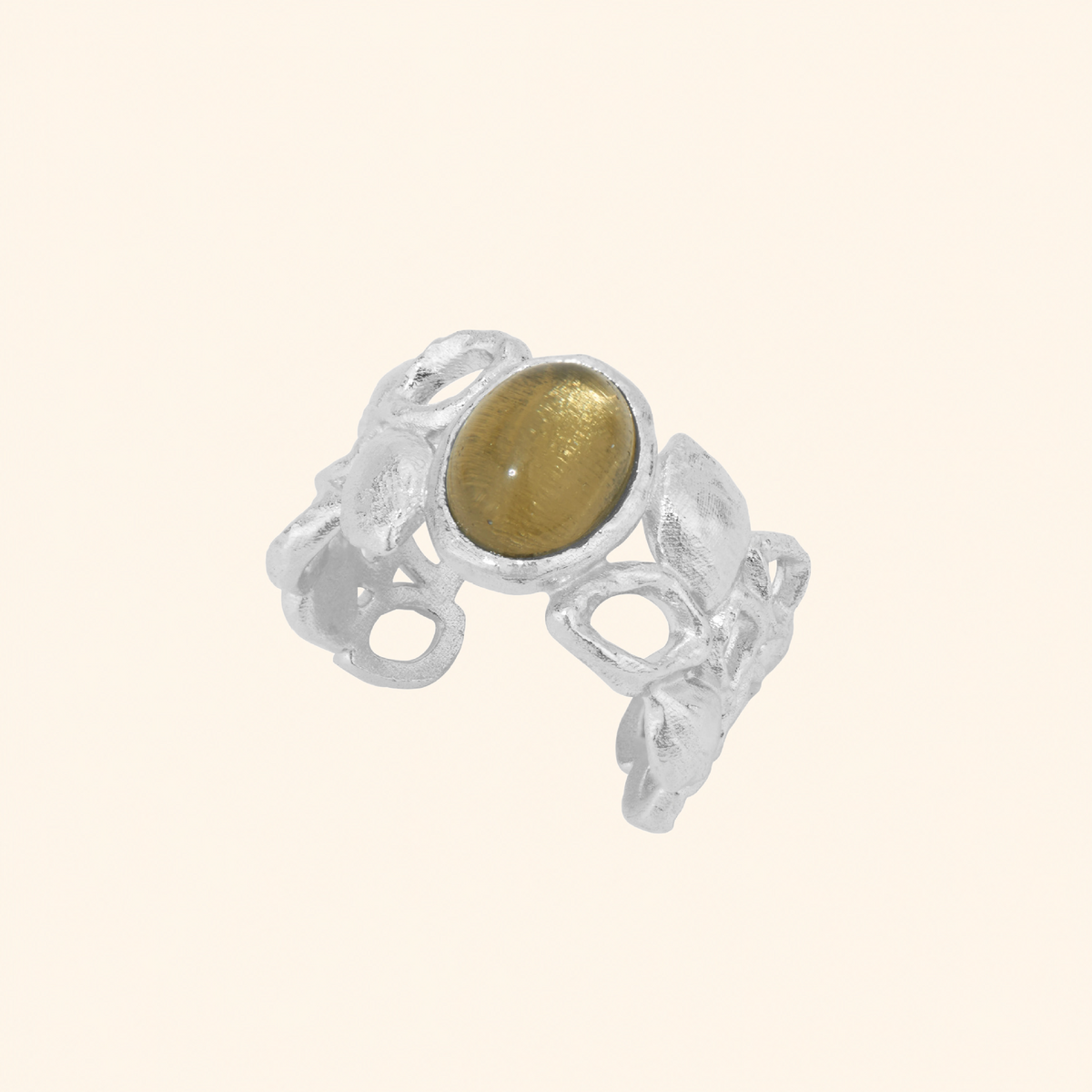Sicilian Lemon Stone Statement Ring – Gold & Silver