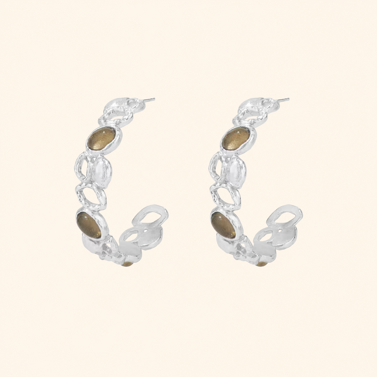 Sicilian Lemon Stone Drop Stud Earrings – Gold & Silver