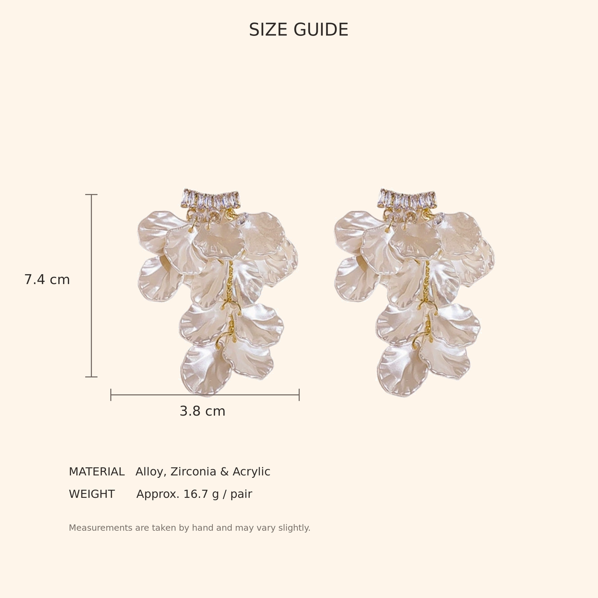 Women’s Ivory Acrylic Shell Petal Tassel Drop Earrings with Square Zirconia