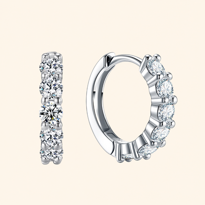 S925 Sterling Silver D Color Moissanite Huggie Hoop Earrings – VVS1, 0.5CT