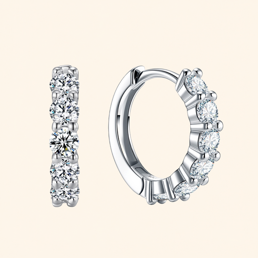 S925 Sterling Silver D Color Moissanite Huggie Hoop Earrings – VVS1, 0.5CT