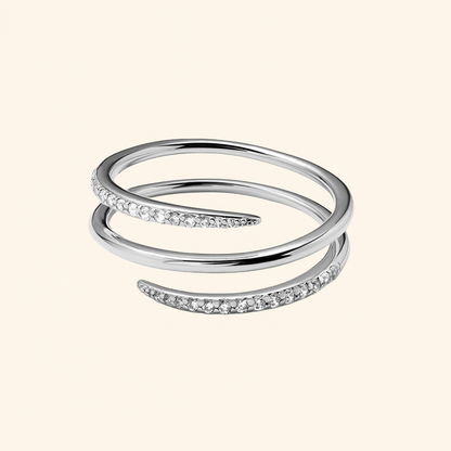 S925 Sterling Silver Triple-Wrap Cubic Zirconia Adjustable Ring