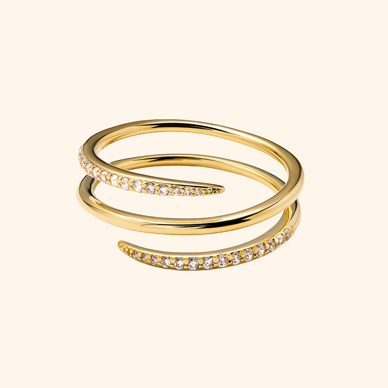 S925 Sterling Silver Triple-Wrap Cubic Zirconia Adjustable Ring