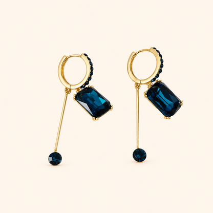 Women’s Elegant Geometric Crystal Drop Earrings with Rectangular Stones and Delicate Dangle Detail