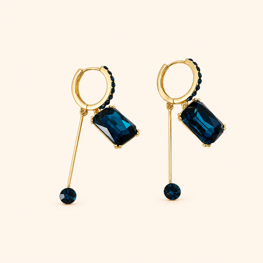 Women’s Elegant Geometric Crystal Drop Earrings with Rectangular Stones and Delicate Dangle Detail