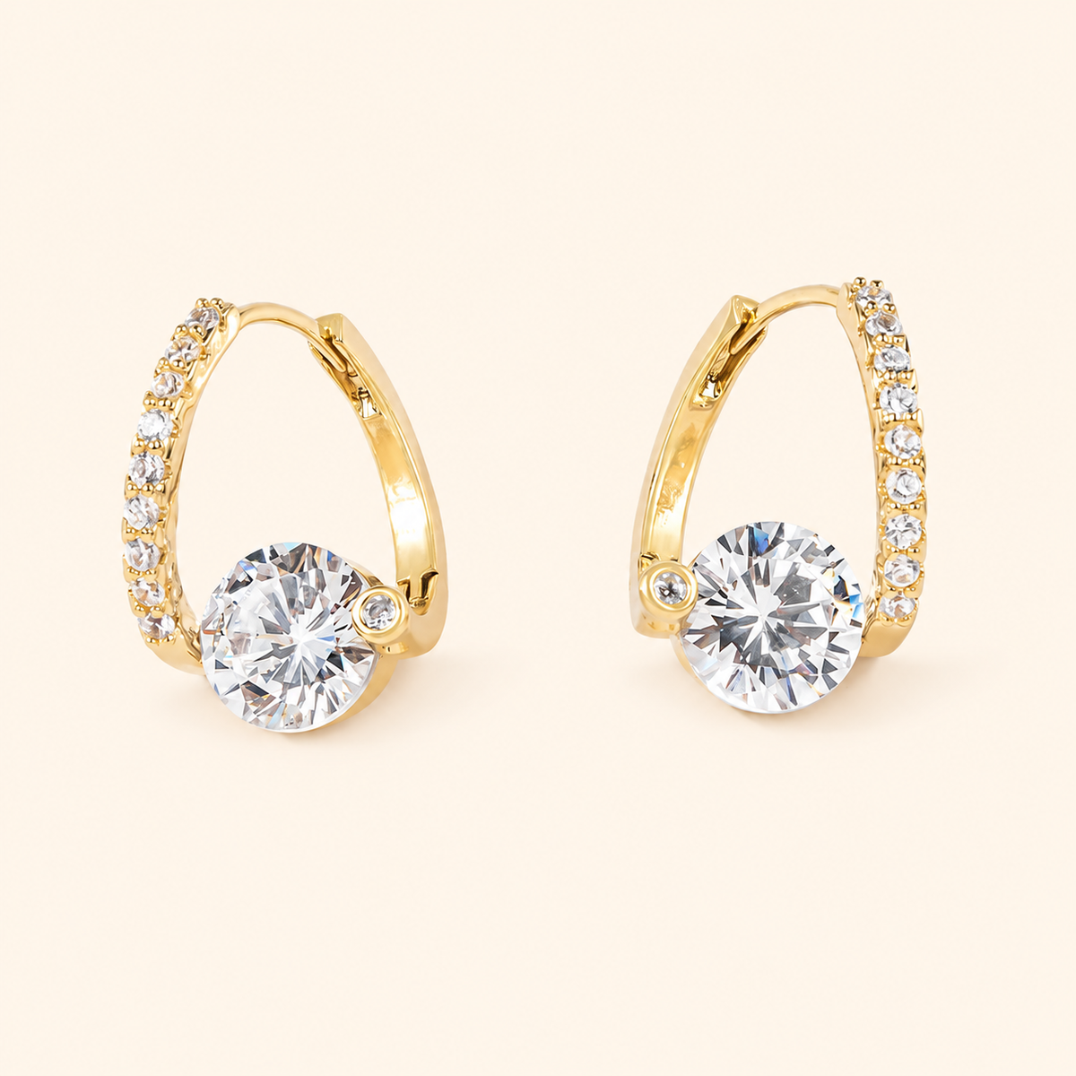 Women’s Refined Copper Earrings with Micro-Set Zircon Detail