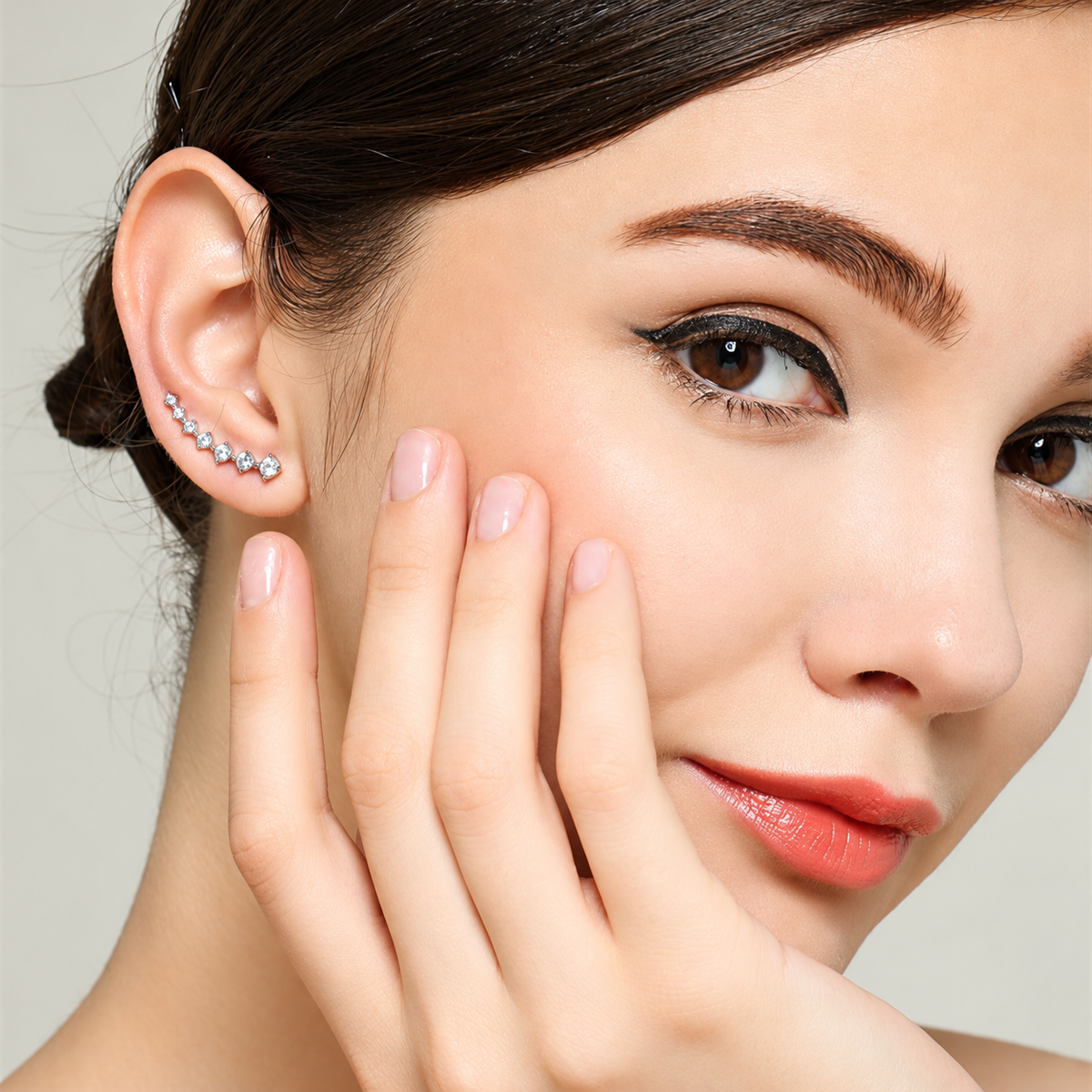 Women’s Chic Copper Ear Cuff Earrings with Sparkling Zircon Detail