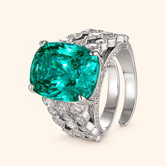 Women’s Gold-Plated Open Ring with Nest-Cut Zircon