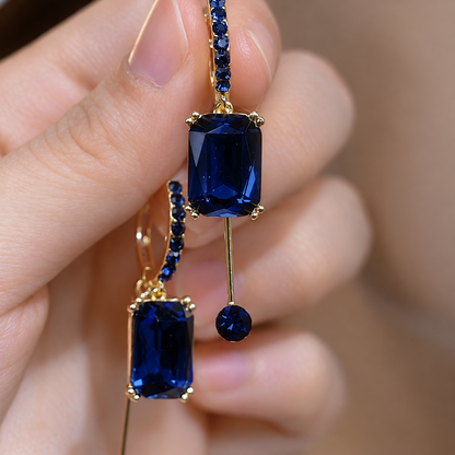 Women’s Elegant Geometric Crystal Drop Earrings with Rectangular Stones and Delicate Dangle Detail