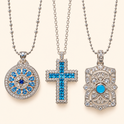 Women’s Peacock Blue Elegant Pendant Necklace with Sparkling Cubic Zirconia Detail