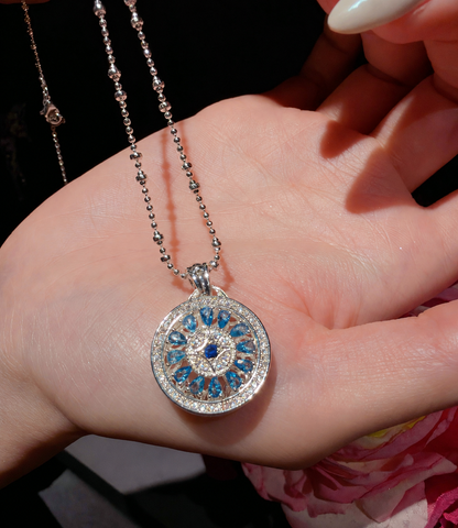 Women’s Peacock Blue Elegant Pendant Necklace with Sparkling Cubic Zirconia Detail