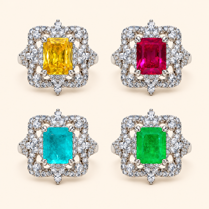 Women’s Elegant Electroplated Copper Ring with Colorful Zircon Detail