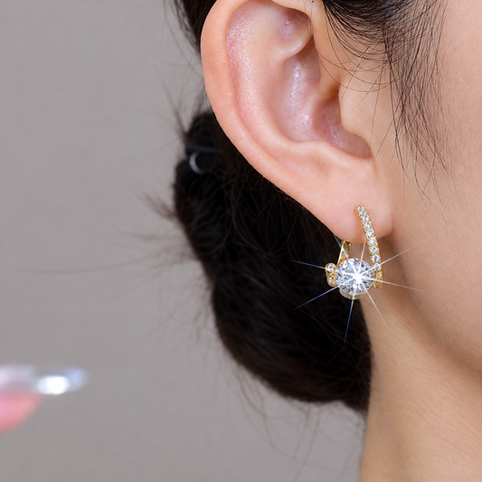 Women’s Refined Copper Earrings with Micro-Set Zircon Detail