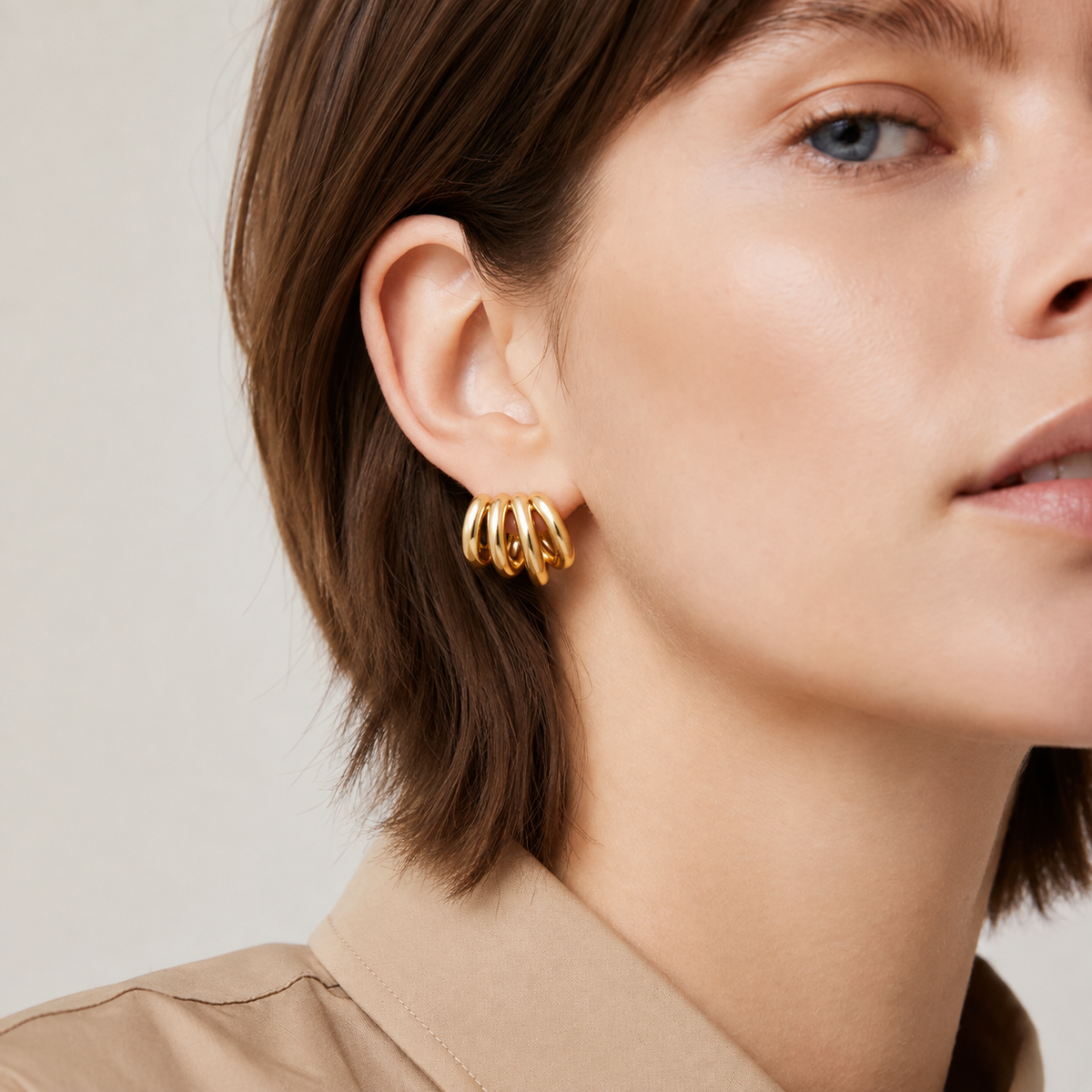 18K Gold-Plated Twisted Hoop Stud Earrings – Gold & Silver
