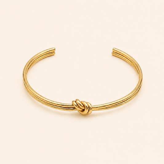Women’s Gold Tone Double Wire Knot Open Cuff Bracelet