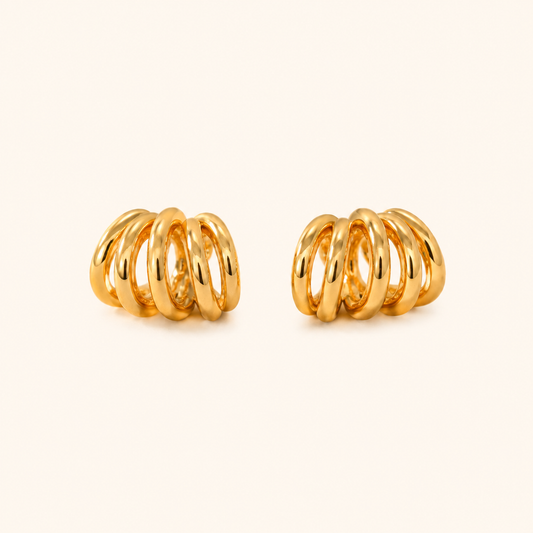 18K Gold-Plated Twisted Hoop Stud Earrings – Gold & Silver