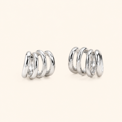 18K Gold-Plated Twisted Hoop Stud Earrings – Gold & Silver
