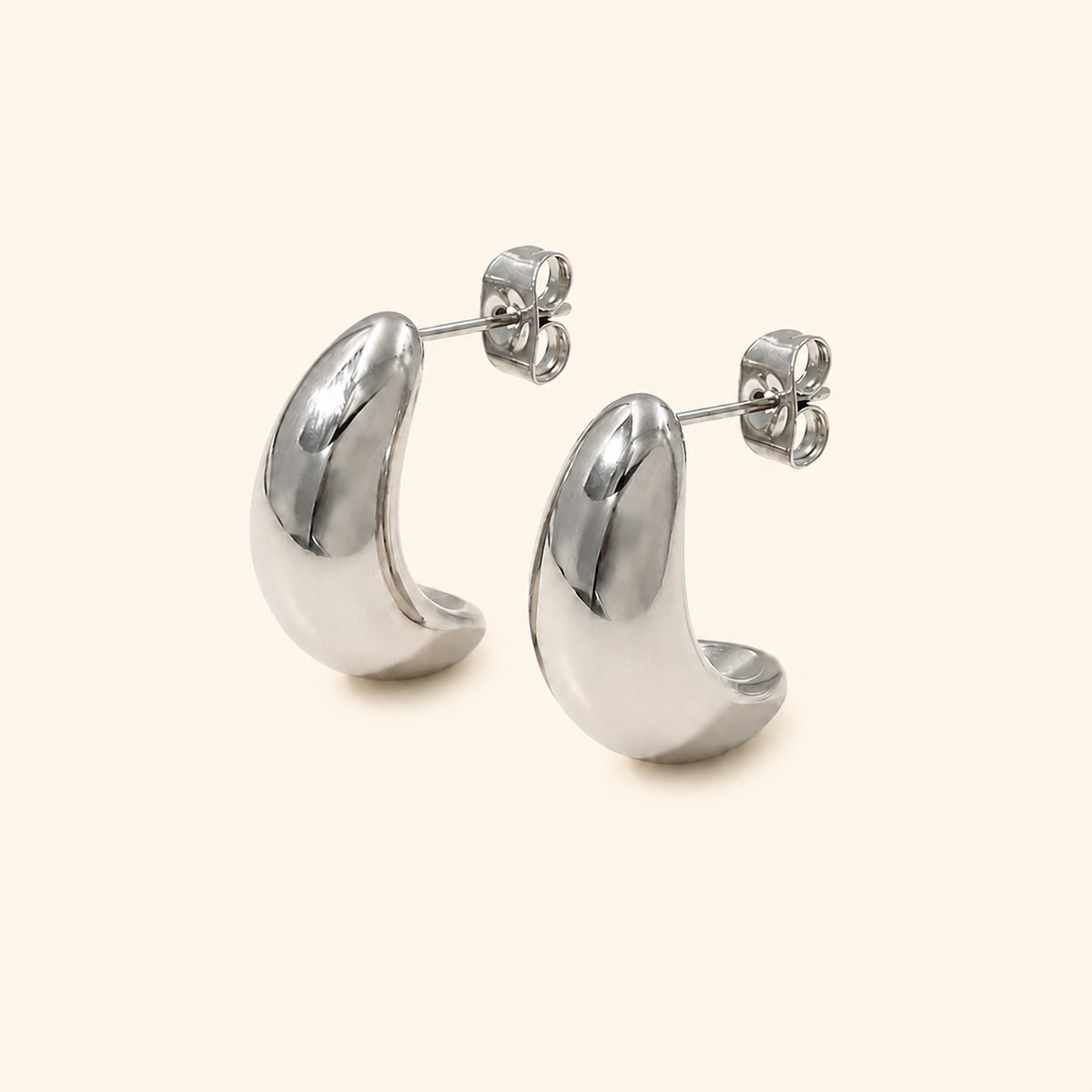 Sculptural Chunky C-Hoop Earrings – Gold & Silver