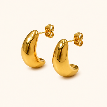 Sculptural Chunky C-Hoop Earrings – Gold & Silver