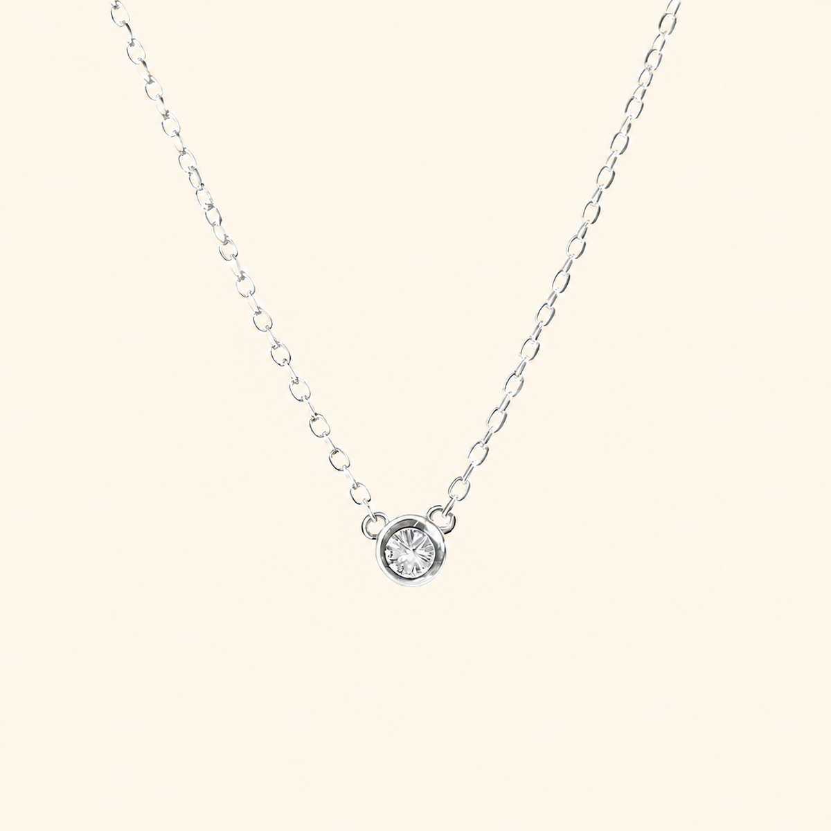 Women’s Silver Petite Bezel Crystal Necklace
