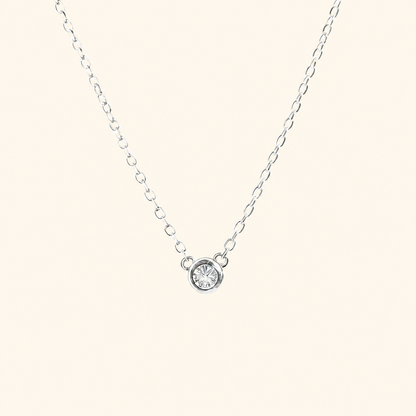 Women’s Silver Petite Bezel Crystal Necklace