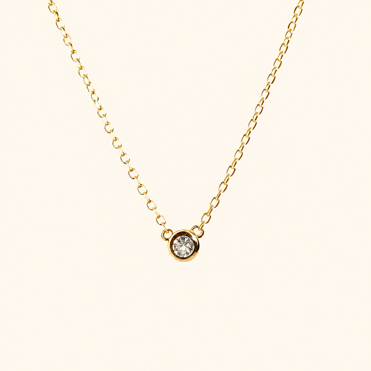 Women’s Silver Petite Bezel Crystal Necklace