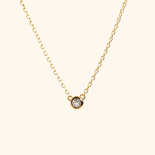 Women’s Silver Petite Bezel Crystal Necklace