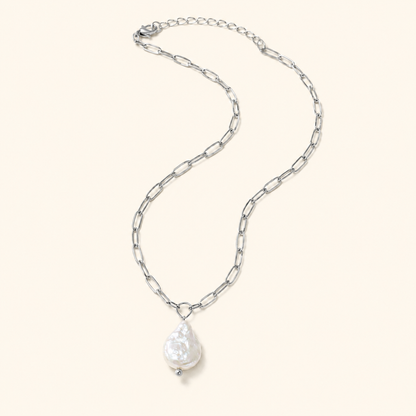 Baroque Freshwater Pearl Oval Link Chain Necklace – 14K Gold & Silver