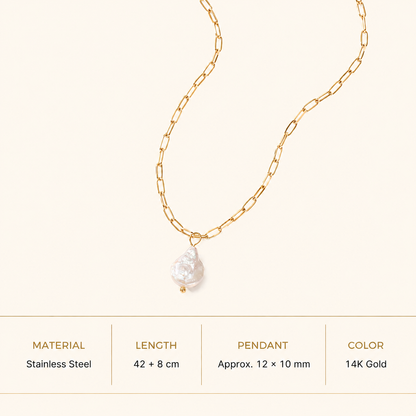 Baroque Freshwater Pearl Oval Link Chain Necklace – 14K Gold & Silver