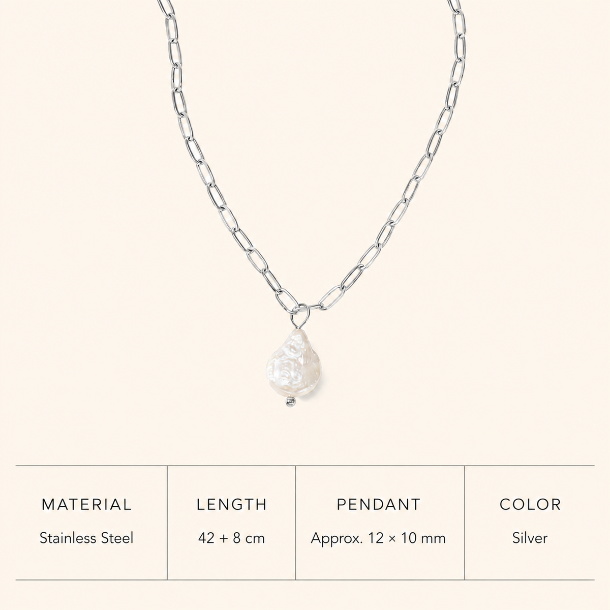 Baroque Freshwater Pearl Oval Link Chain Necklace – 14K Gold & Silver