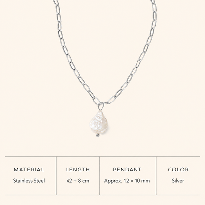 Baroque Freshwater Pearl Oval Link Chain Necklace – 14K Gold & Silver