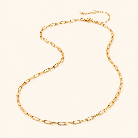 Minimalist Stainless Steel Oval Link Chain Necklace – 14K Gold & Silver