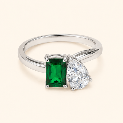 Women’s 925 Sterling Silver Green Stone Jewelry Set with Earrings, Necklace and Ring