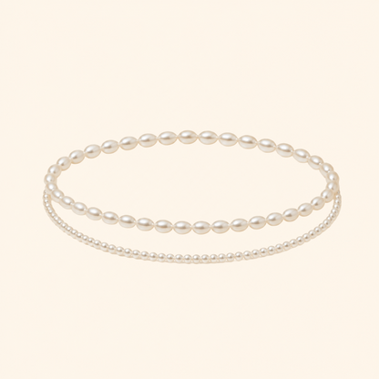 Minimalist Pearl Beaded Bracelet Set – 2-Piece Unisex Layering Bracelets