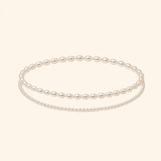 Minimalist Pearl Beaded Bracelet Set – 2-Piece Unisex Layering Bracelets