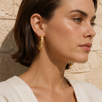 Sicilian Lemon Stone Drop Stud Earrings – Gold & Silver