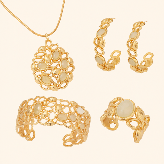 Sicilian Lemon Stone Jewelry Set – Gold 3-Piece or Silver 2-Piece Set