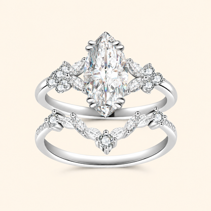 Women’s 925 Sterling Silver Marquise Moissanite Stackable Ring Set