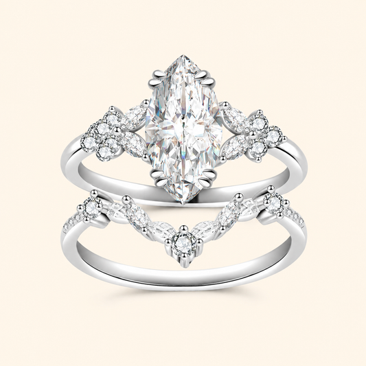 Women’s 925 Sterling Silver Marquise Moissanite Stackable Ring Set