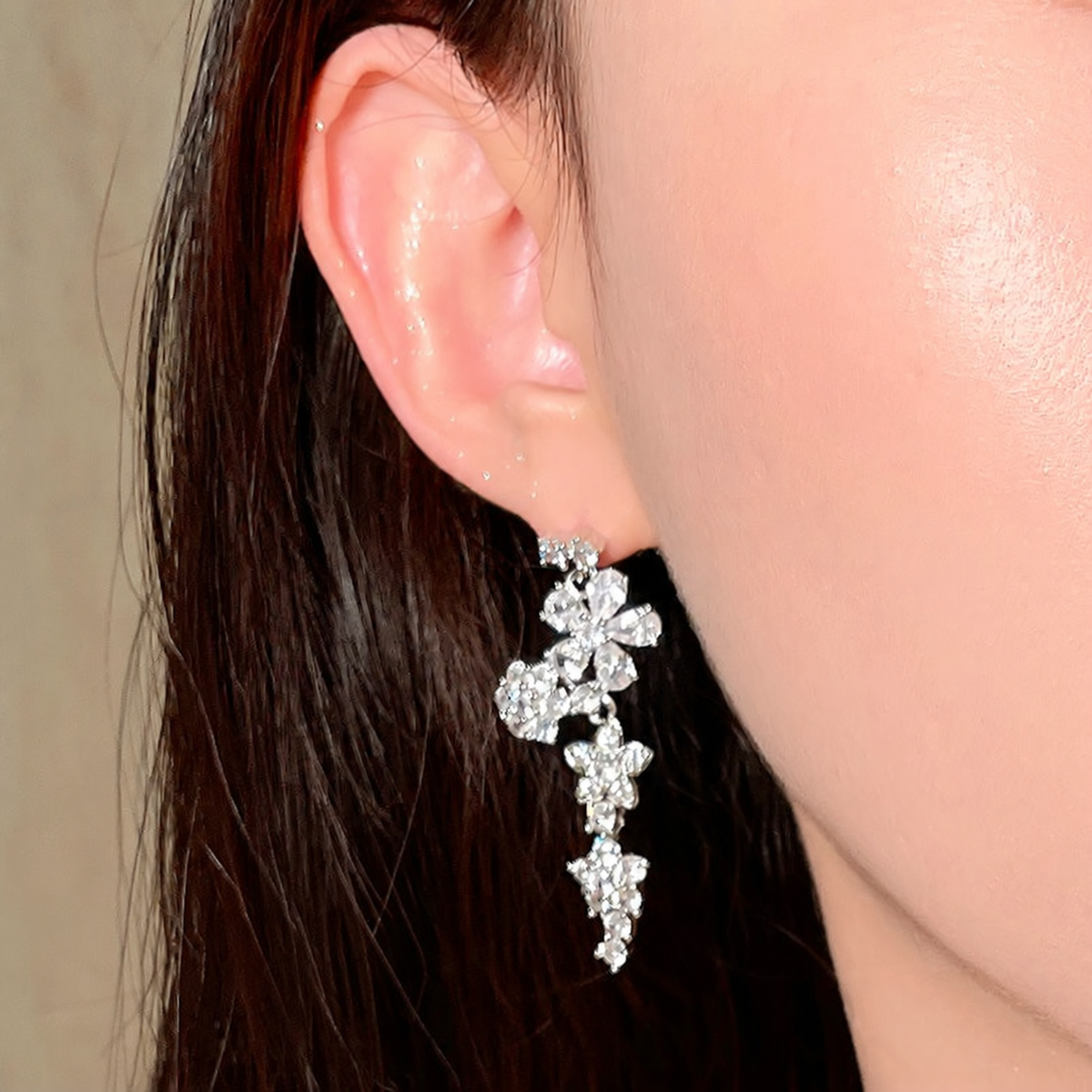 Fairy Blossom Star Cubic Zirconia Necklace, Bracelet and Drop Earrings Jewelry Set