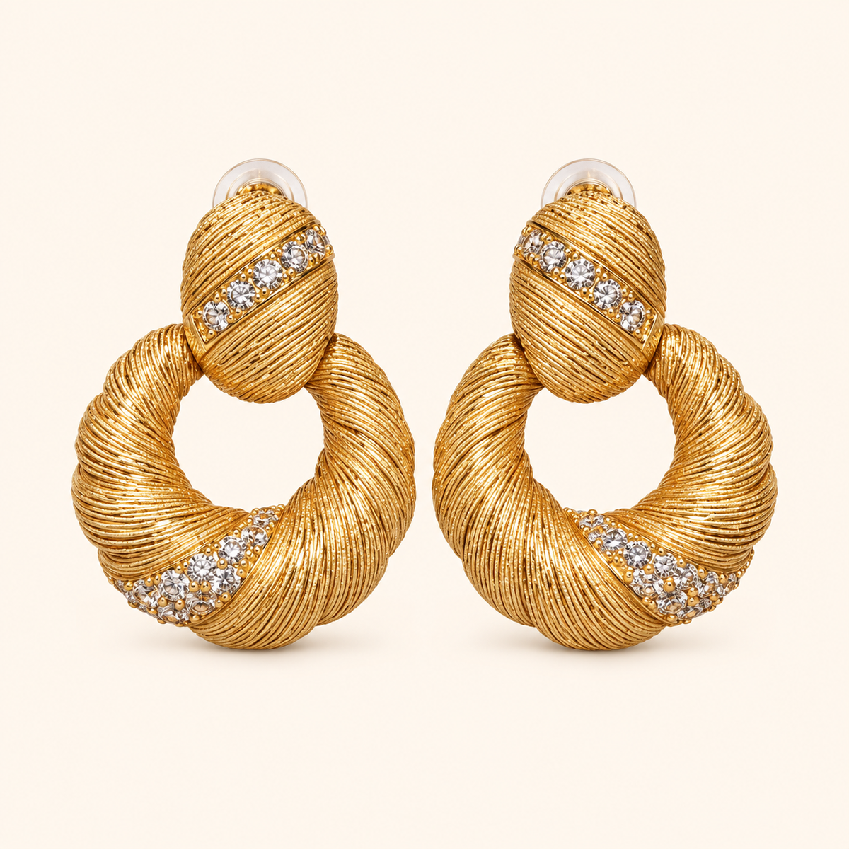 Women’s Vintage Brushed Lucky Scroll Cubic Zirconia Necklace, Earrings and Adjustable Ring Jewelry Set