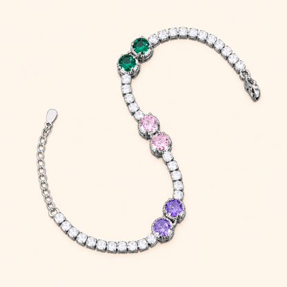 Women’s Amethyst-Inspired Cubic Zirconia Tennis Bracelet with Heart, Oval or Round Gemstone Detail