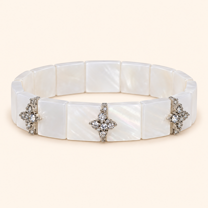 Women’s Mother-of-Pearl Bracelet with Sparkling Floral Details
