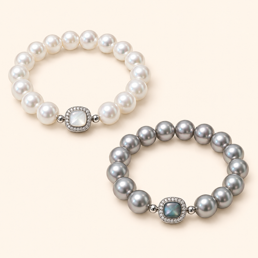 Women’s Elegant Shell Pearl Bracelet with Mother-of-Pearl Clasp