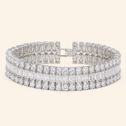 Emerald Green Triple-Row Cubic Zirconia Bracelet