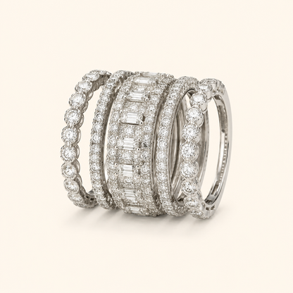 925 Sterling Silver Cubic Zirconia Five-Piece Stacking Ring Set